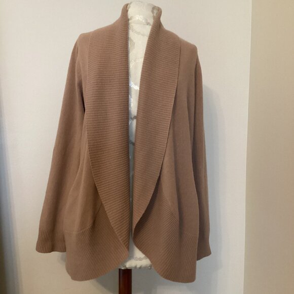 NEW! Quince Mongolian Cashmere Open Cardigan Sweater in Camel Large COZY KNIT - Picture 4 of 6